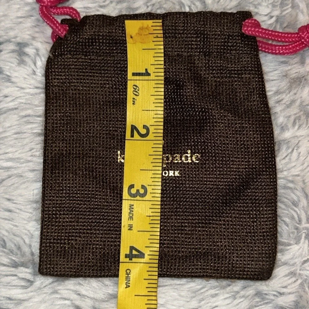 Kate Spade New York Brown Jewelry Pouch Small Pink Drawstring Dust Bag Logo